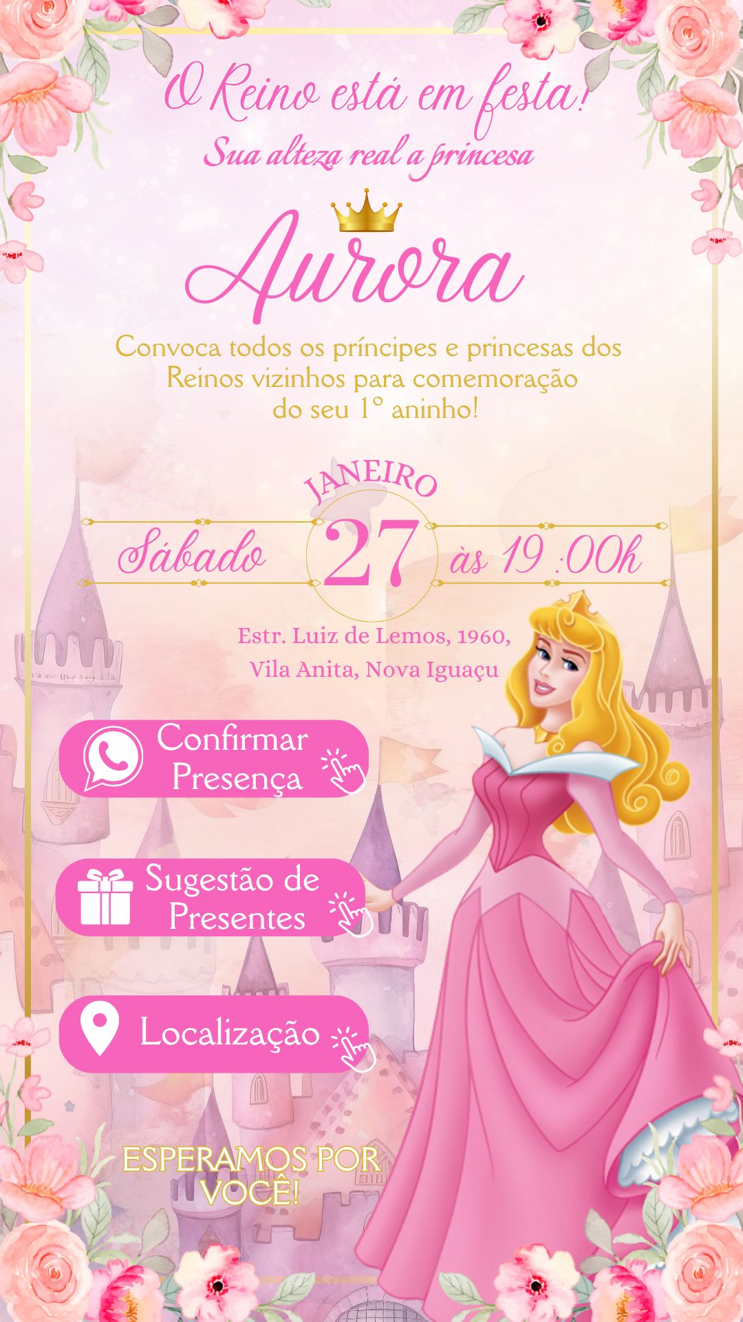 Convite Interativo - Princesa Aurora